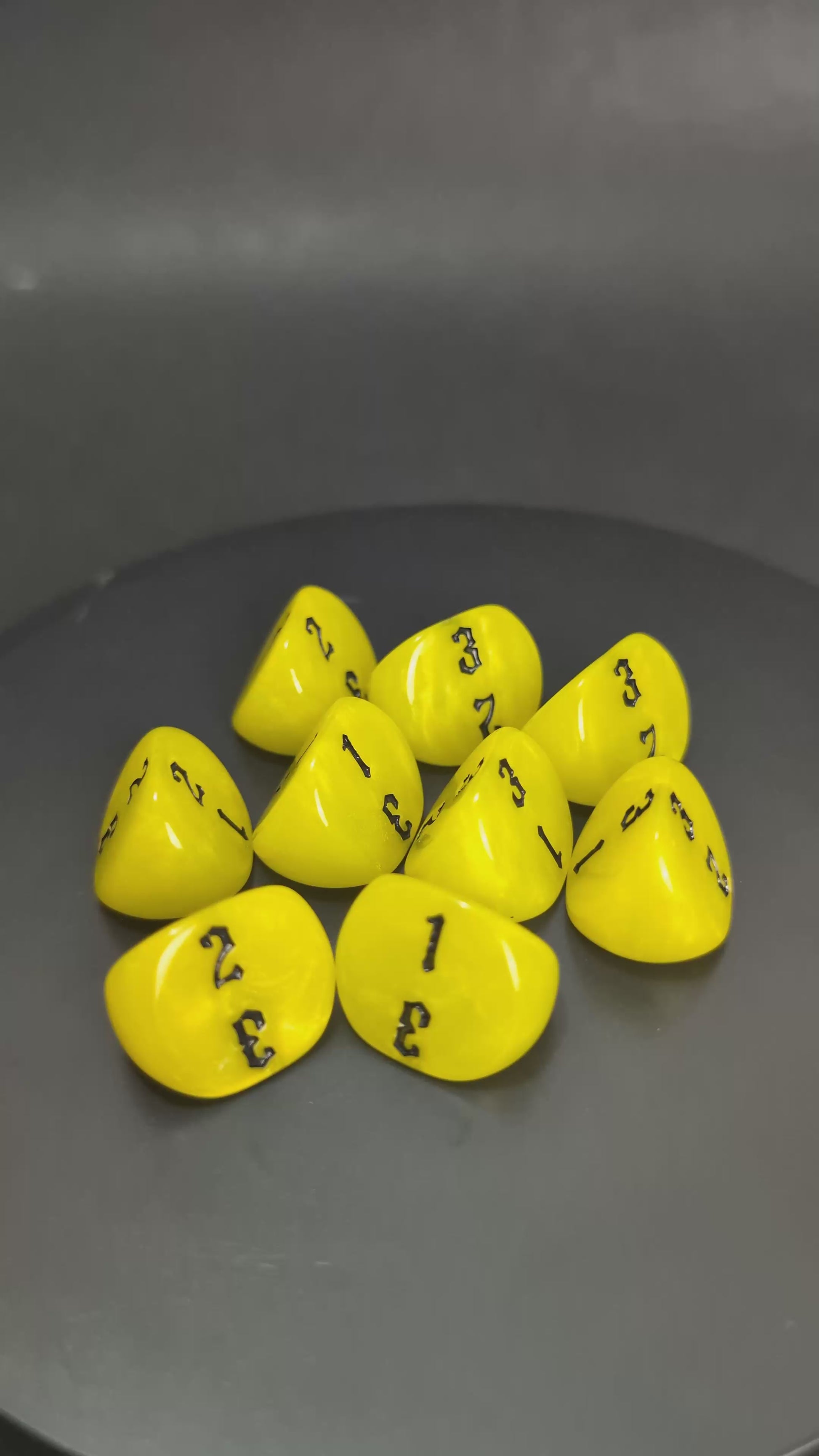 Yellow and black D3 dice for tabletop RPG and skirmish