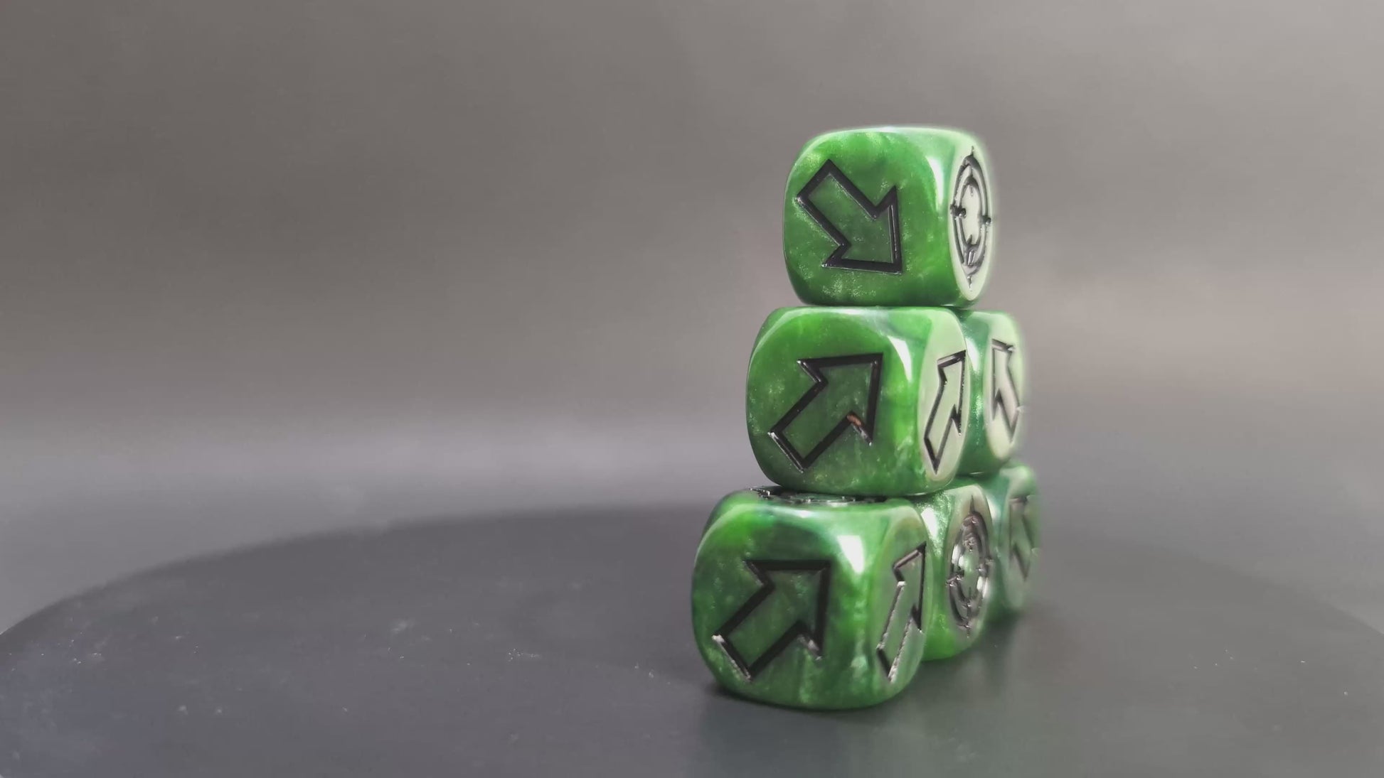 Directional resin dice with arrow for deviation rolls
