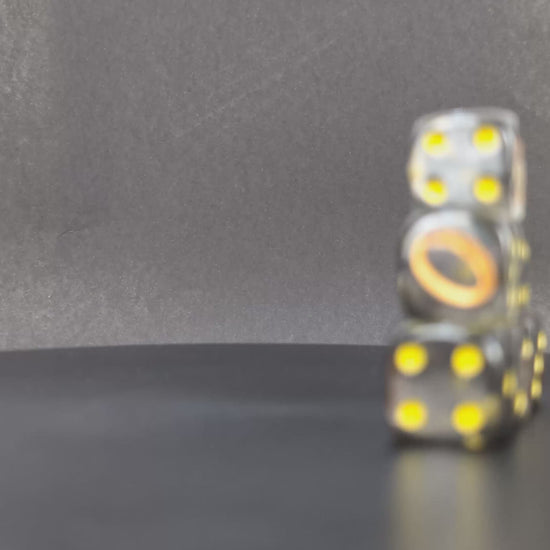 Transparent resin D6 with fantasy ring engraving