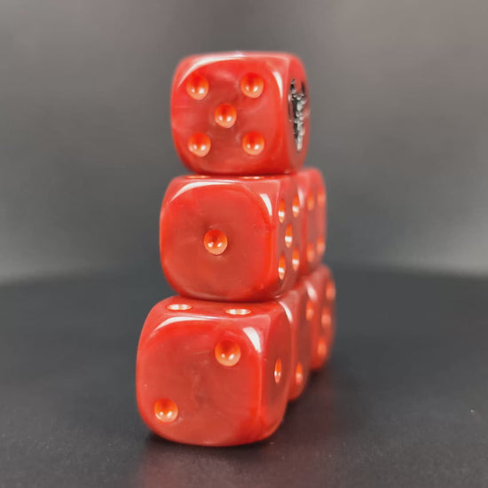 Grimdark demon flame dice set for RPGs and miniature games
