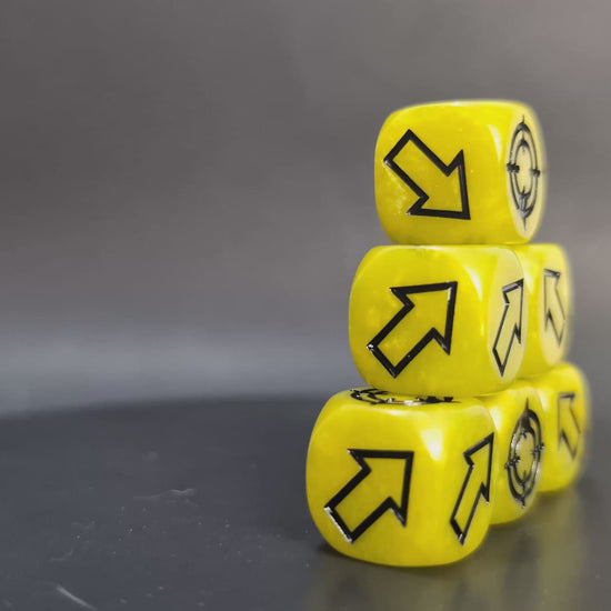 Engraved directional resin dice for tabletop