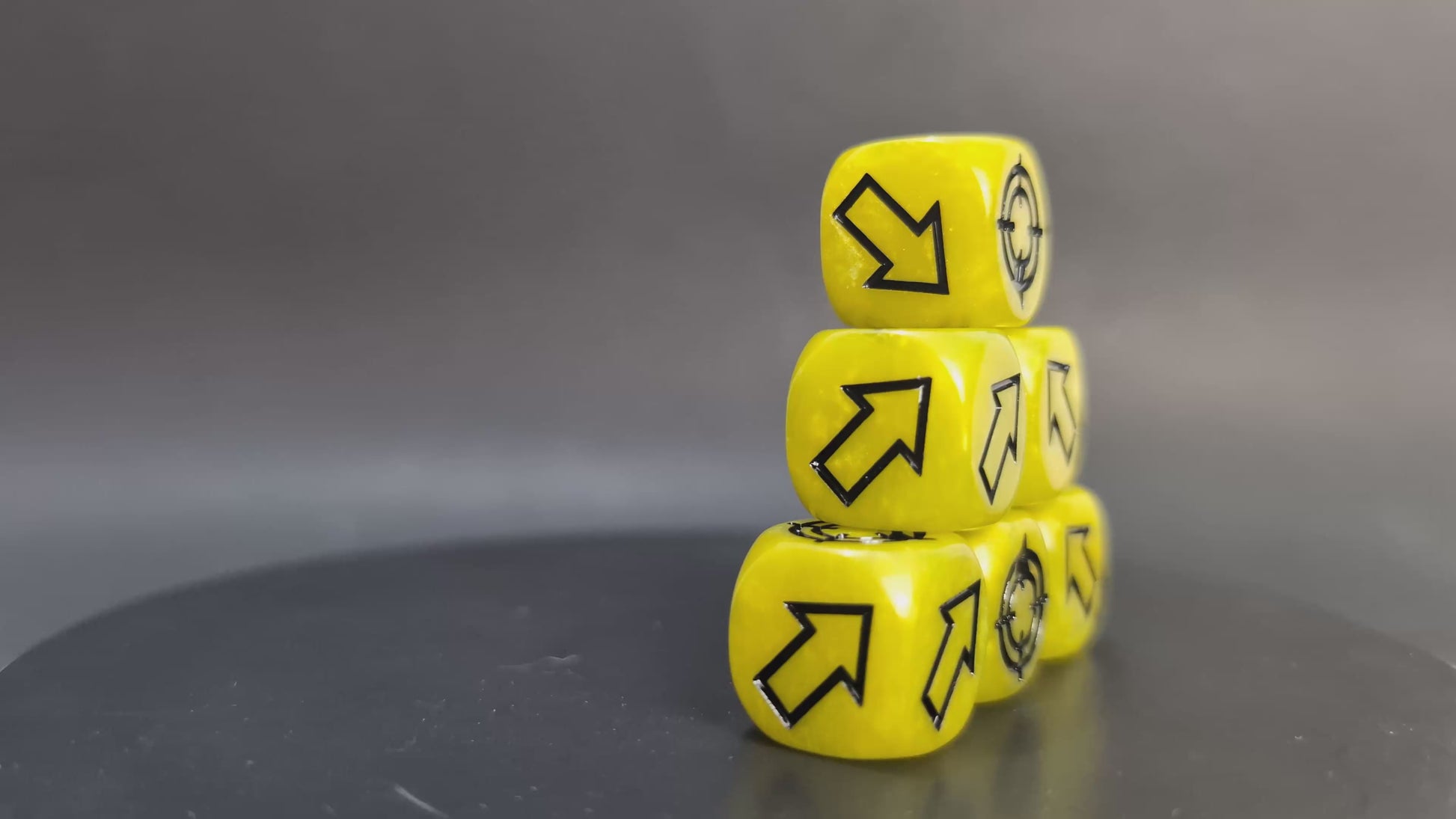 Engraved directional resin dice for tabletop