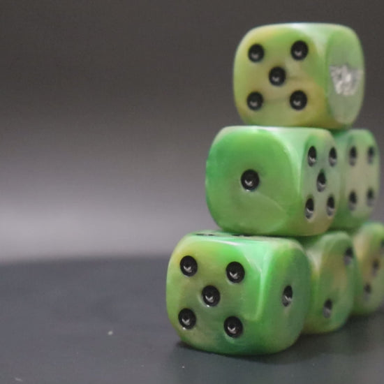 Handmade military-themed dice for sci-fi RPGs