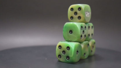 Handmade military-themed dice for sci-fi RPGs