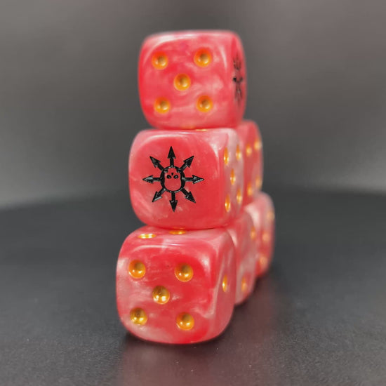Grimdark bloodstained chaos dice set for RPGs and wargames