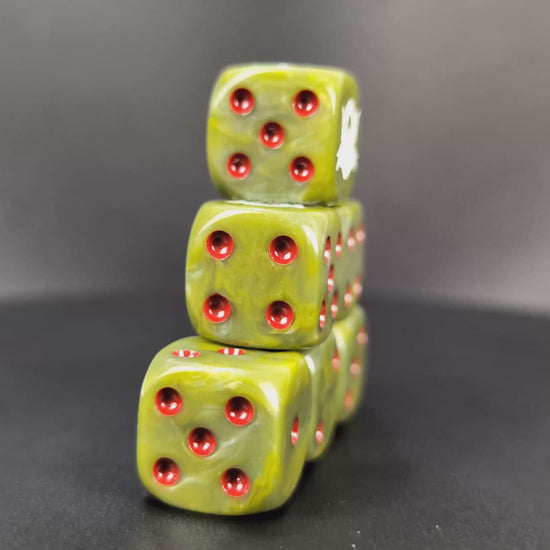 Pathfinder and DnD dice with engraved goblin face