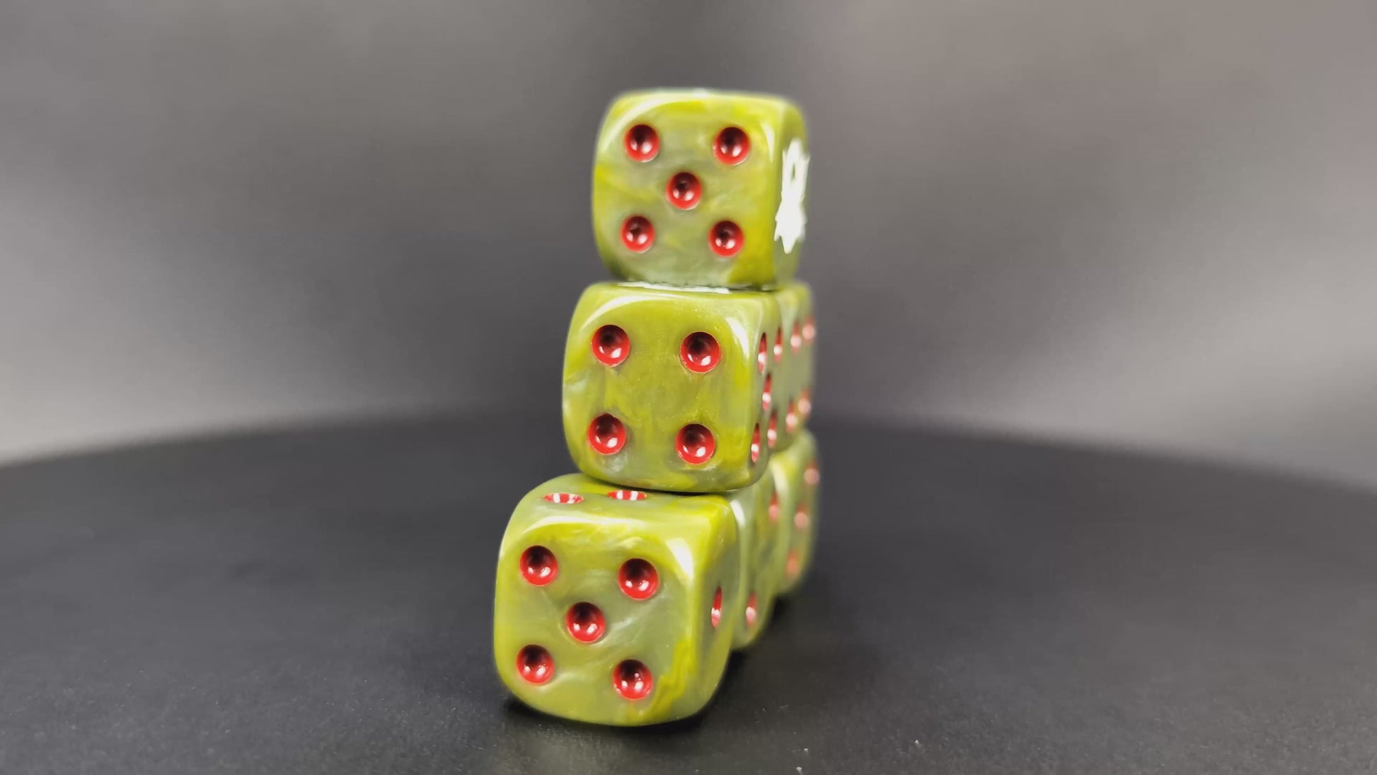 Pathfinder and DnD dice with engraved goblin face