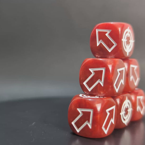 Red & white directional scatter dice for blast templates