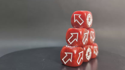 Red & white directional scatter dice for blast templates