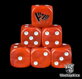 Red 16mm D6 counter dice with white pips for anime pirate TCG