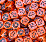 A trayful of neon red scatter dice, loud enough that nobody has to ask what it said