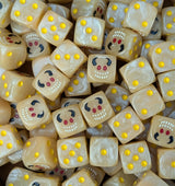 Pile of flesh toned rotling imp 16mm D6 dice for a fantasy plague army
