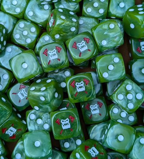 Custom resin D6 dice for fantasy greenskin armies