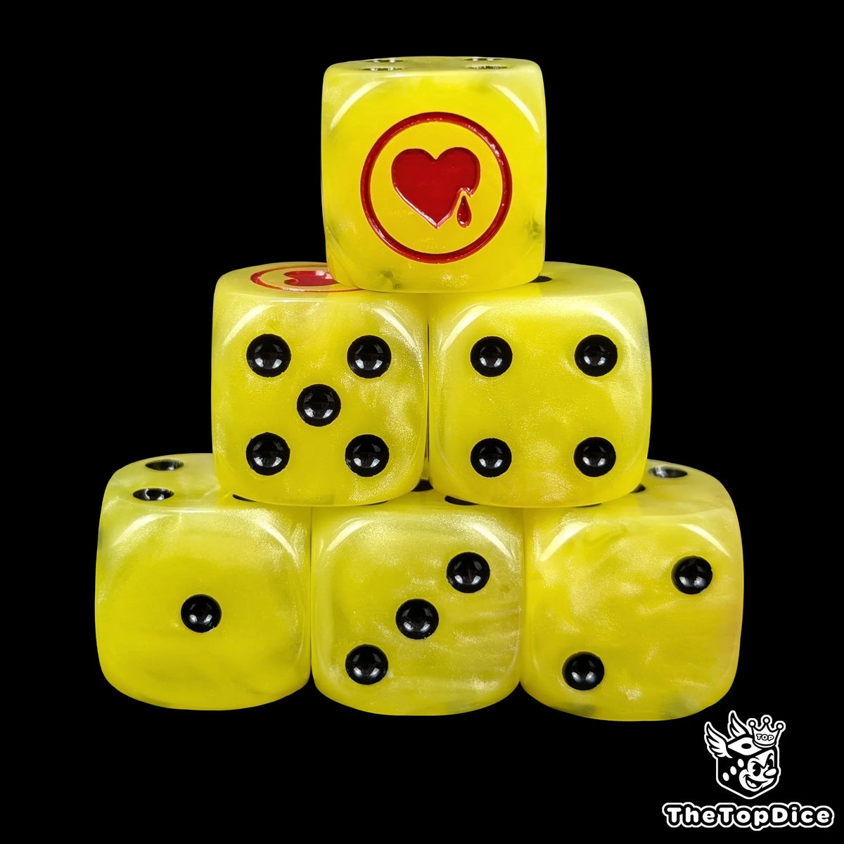 16mm Yellow Heart Marine D6 Dice for Lamenters