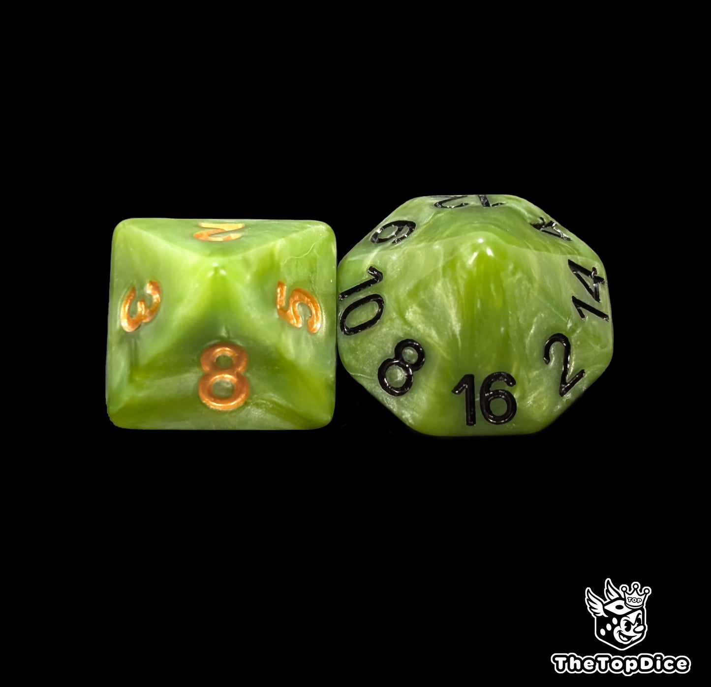 Handmade frog tribe dice for fantasy play