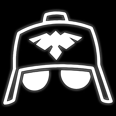 Gas mask trench helm with goggles and eagle, white on black, trench soldier 16mm wargame dice