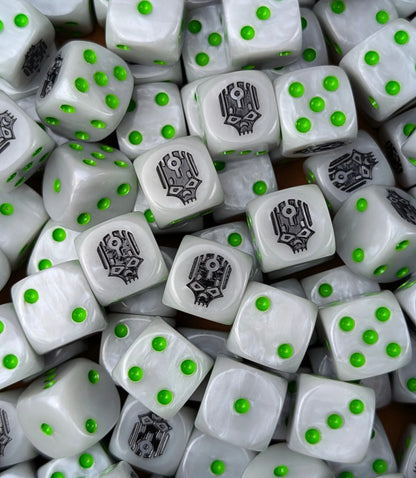 Custom resin D6 dice for sci-fi undying machine armies