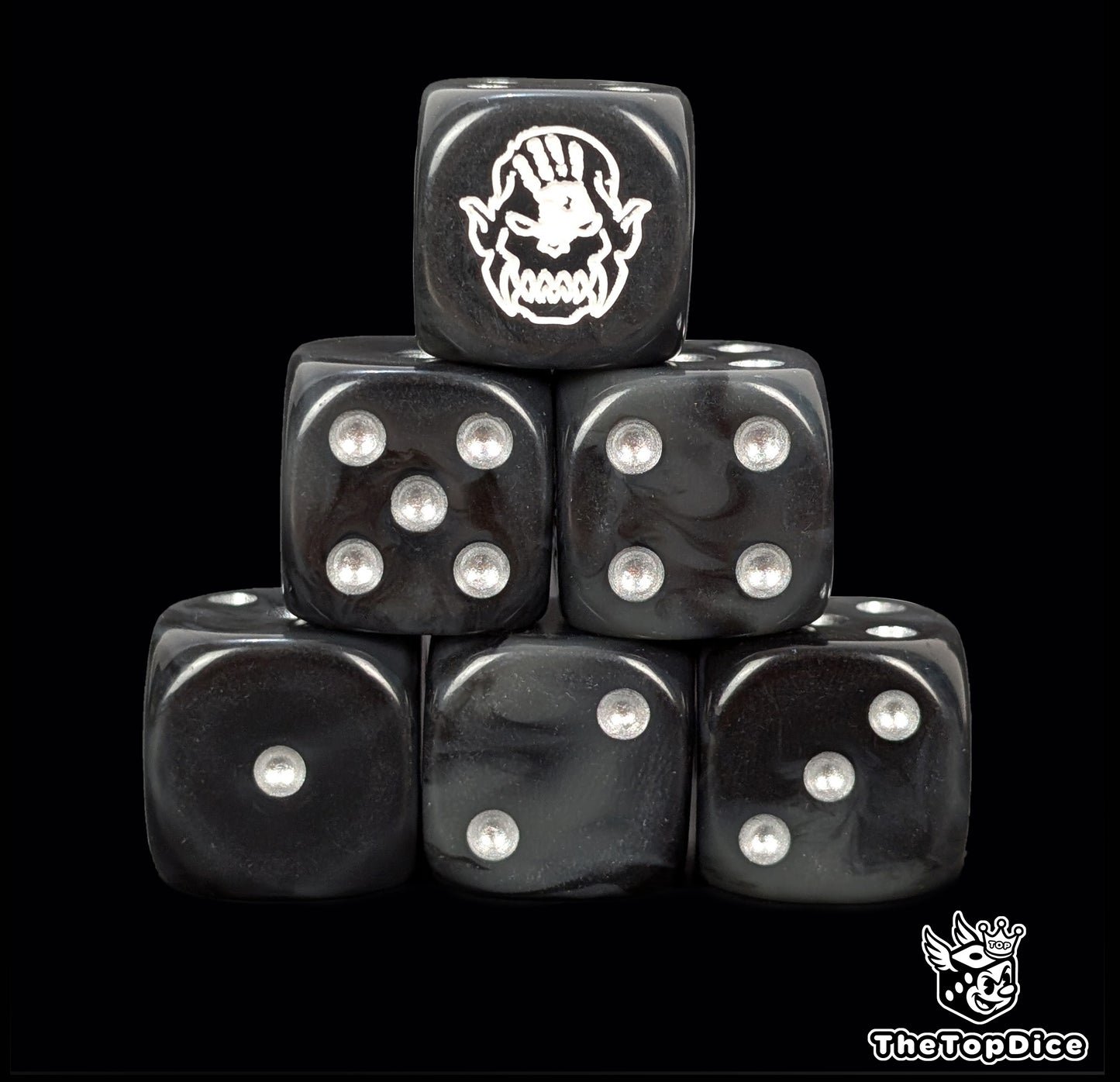Uruk-hai white hand engraved dice