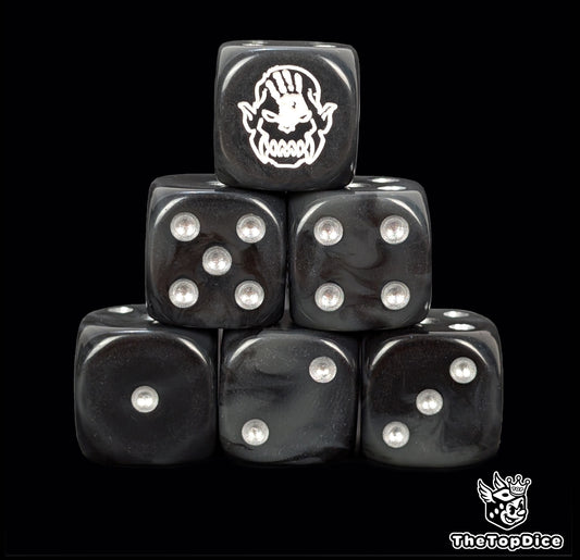 Uruk-hai white hand engraved dice