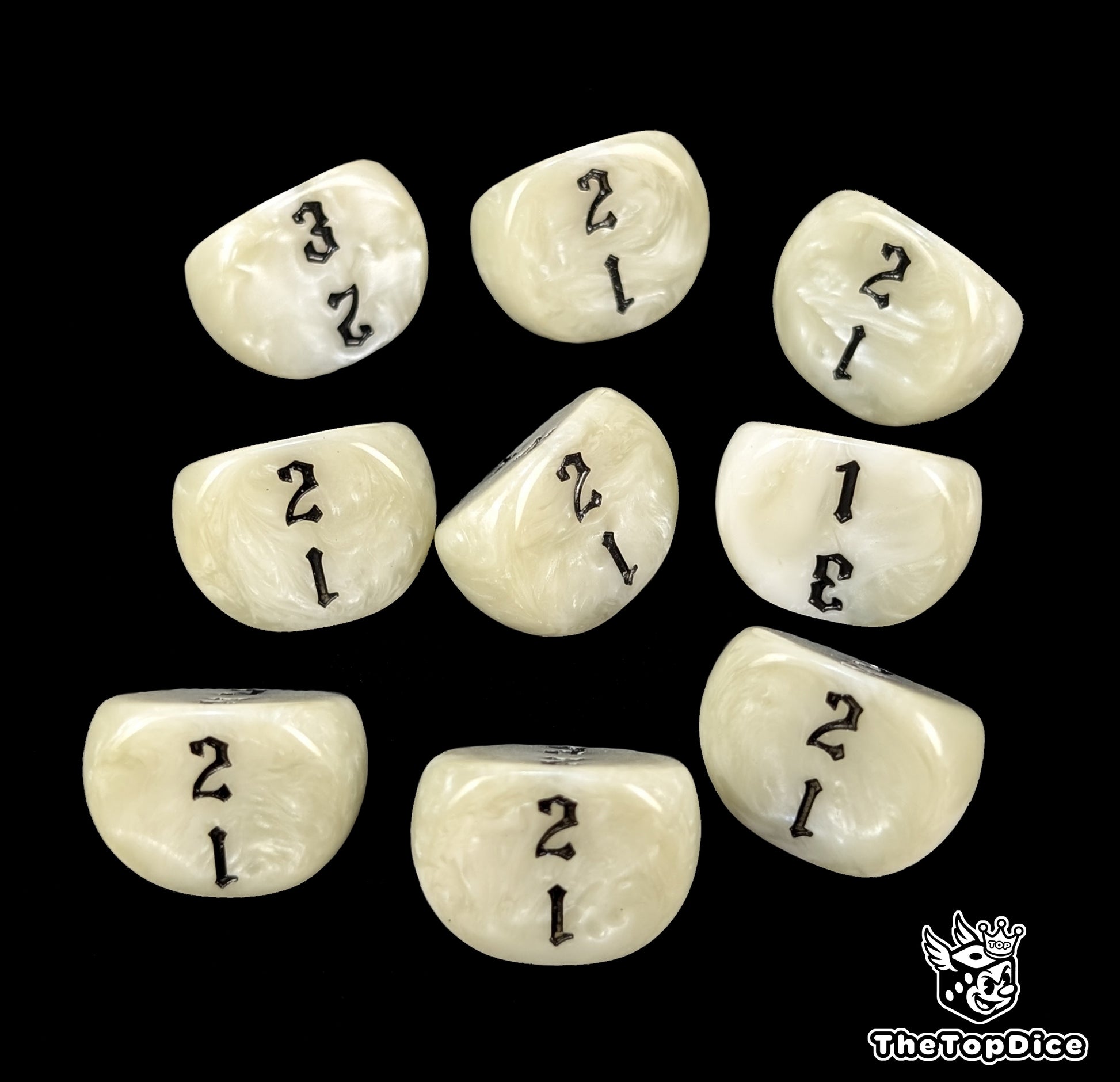 Warhammer black and white D3 dice for tabletop games