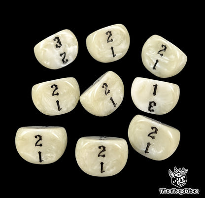 Warhammer black and white D3 dice for tabletop games