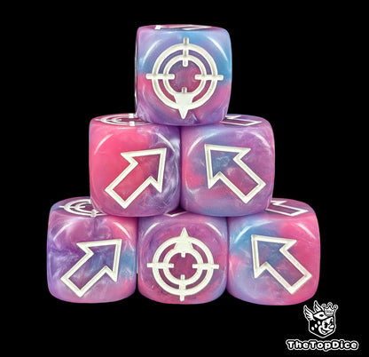 Warhammer tricolor scatter dice – blue, lilac & pink set